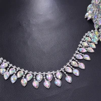 factory store 1 yard 3 6cm width crystal ab fringe silver plated trimming diy rhinestone women clothing decorations chain