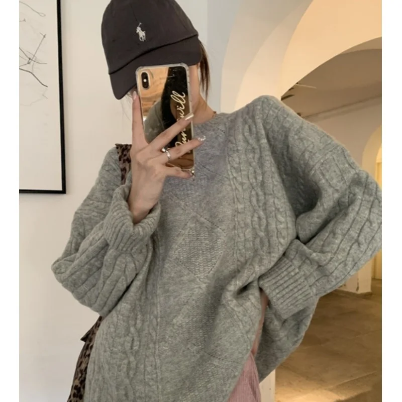 Белый вязаный свитер женская Свободная верхняя одежда осень-зима 2021 пуловер в