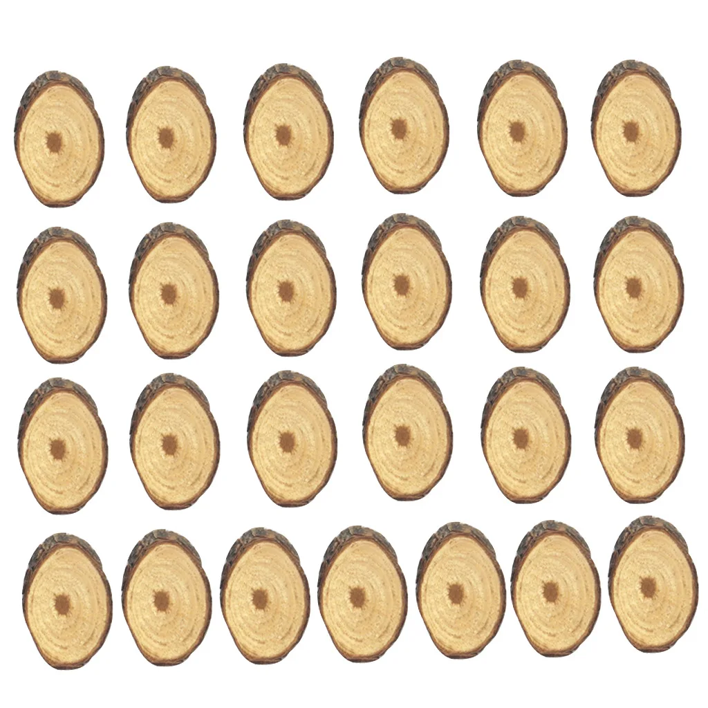 

25pcs Natural Wooden Cutout Oval Slices Wood Pieces Tag Blanks Unfinished Wood Oval Crafts for DIY Wedding Christmas Decorations