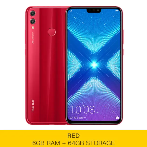 6G 64G Red Honor 8X8 X, смартфон Kirin 710, 4 Гб, 6 ГБ ОЗУ, 64 Гб ПЗУ, 6,5 дюймов, Восьмиядерный экран, отпечаток пальца, ID, 3750 мА/ч, задний, 20 МП - Цвет: 6G 64G Red
