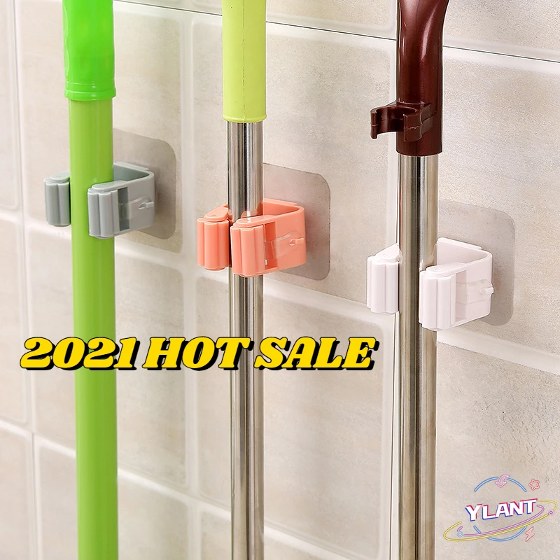 

Mop Rack Bathroom accessories Wall Mounted Shelf Organizer Hook Broom Holder Hanger Behind Doors/On Walls Kitchen Storage Tool