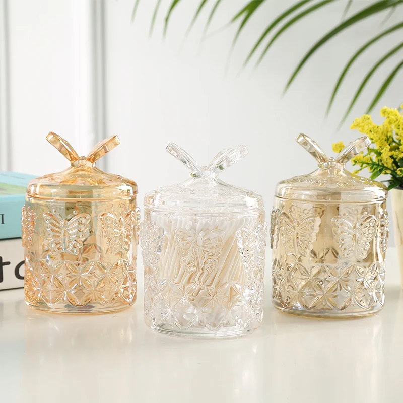 Стеклянная коробка для зубочисток прозрачная крышка контейнер хранения ватных