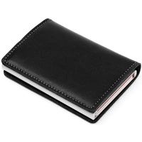 bisi goro new men women wallet genuine leather card holder vintage purse crazy horse leather rfid aluminium business name case