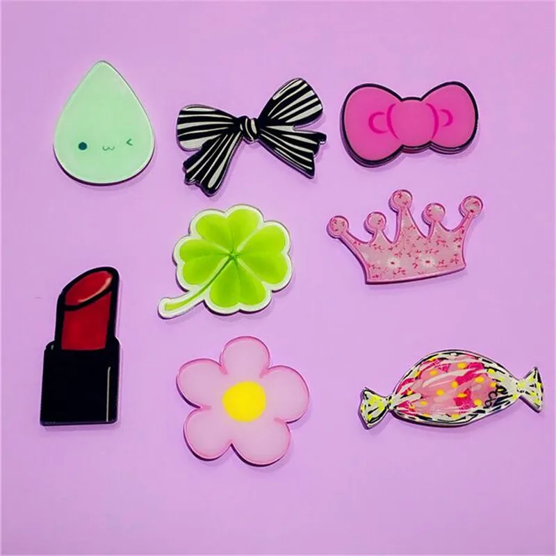 Maxsin Fun 10 PCS Cartoon Leaf Rainbow Star Bow Brooch Acrylic Badges Icons on The Backpack Pin Badge Decoration for bags | Дом и сад