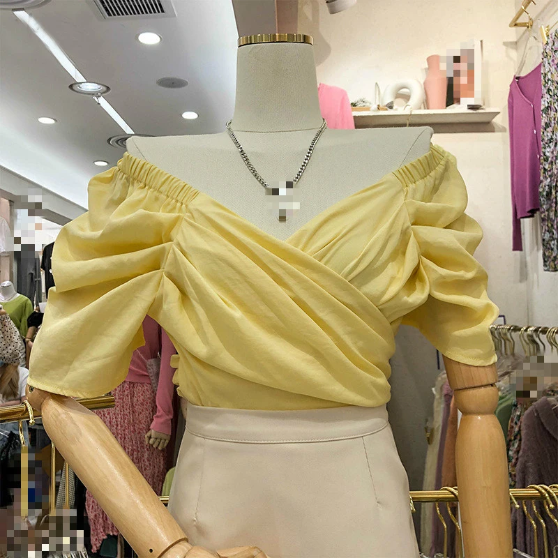 С короткими рукавами шифоновая блузка с женские летние блузки 2021 новое шикарное