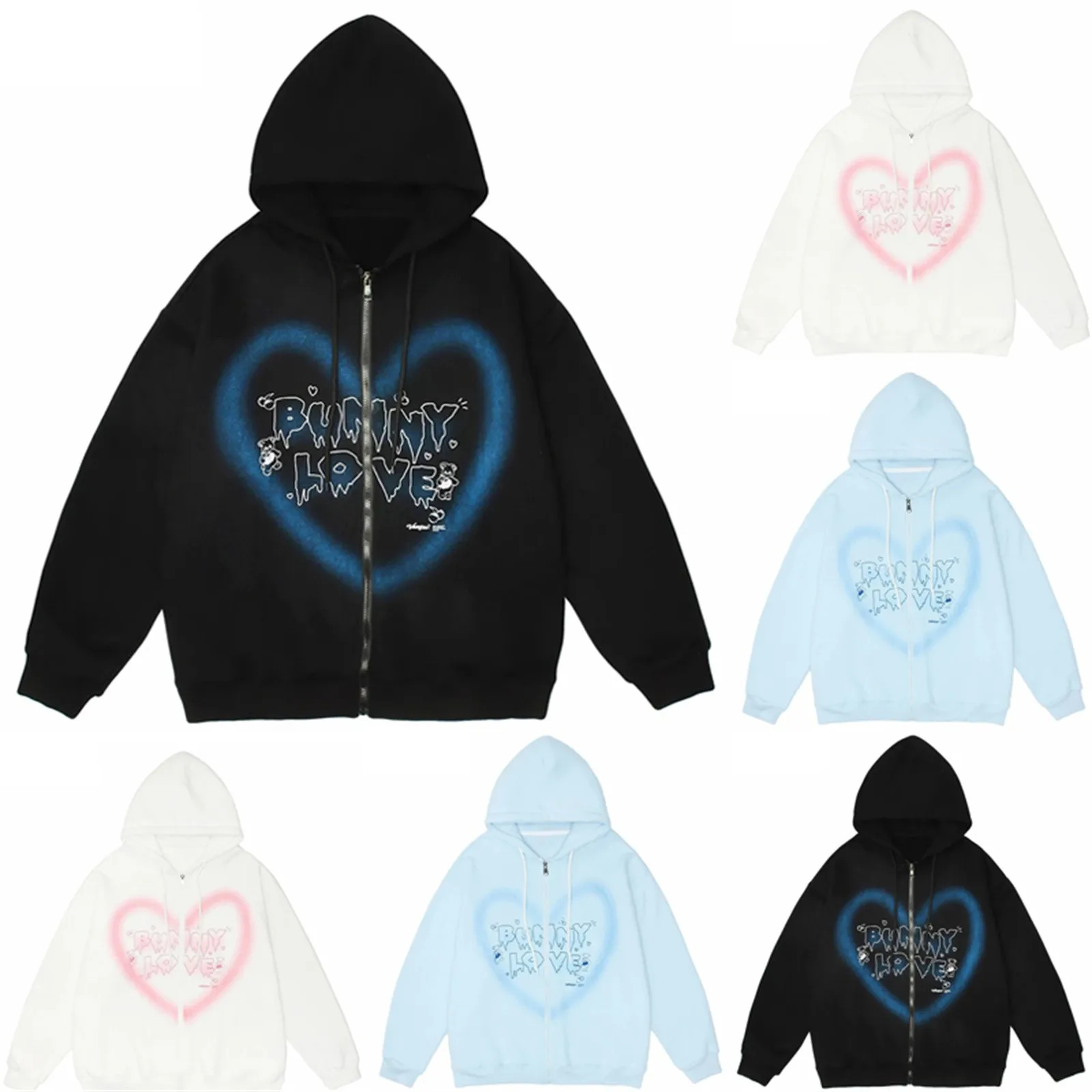 

Cute Women's Sweatshirts Full Zip Hoodie Printed Sweatshirt Long Sleeve Jacket Coat 2022 Streetwear Plus Size Anime moletom