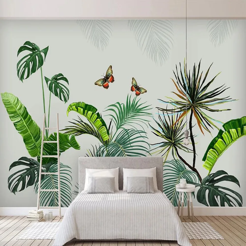 Milofi большие обои на заказ 3D Ручная роспись растения банановый лист цветок фон