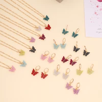 2021 new multicolor fluorescent butterfly pendant necklace fashion gold clavicle chain all match necklace for women