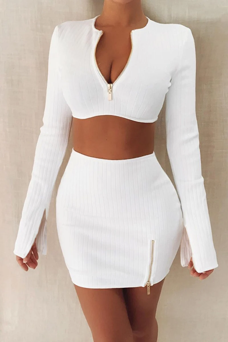 

fashion simple long sleeve casual suit women ins new buttock skirt 2-piece set