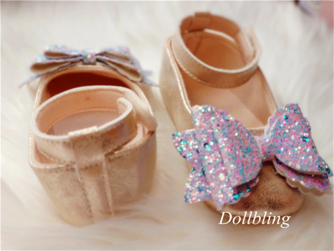 Новинка блестящие Лавандовые туфли Dollbling для маленьких девочек с бантом мисс