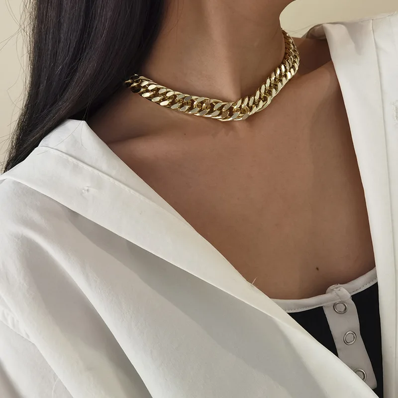 

Минималистичное ожерелье-цепочка TIMEONLY из кубинской цепи золотого и серебряного цвета, чокеры из сплава с широким панцирным плетением, аксе...