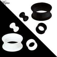 miqiao 2 pcs piercing jewelry non toxic silicone soft ear reamer punk straight side hollow black and white hot sale