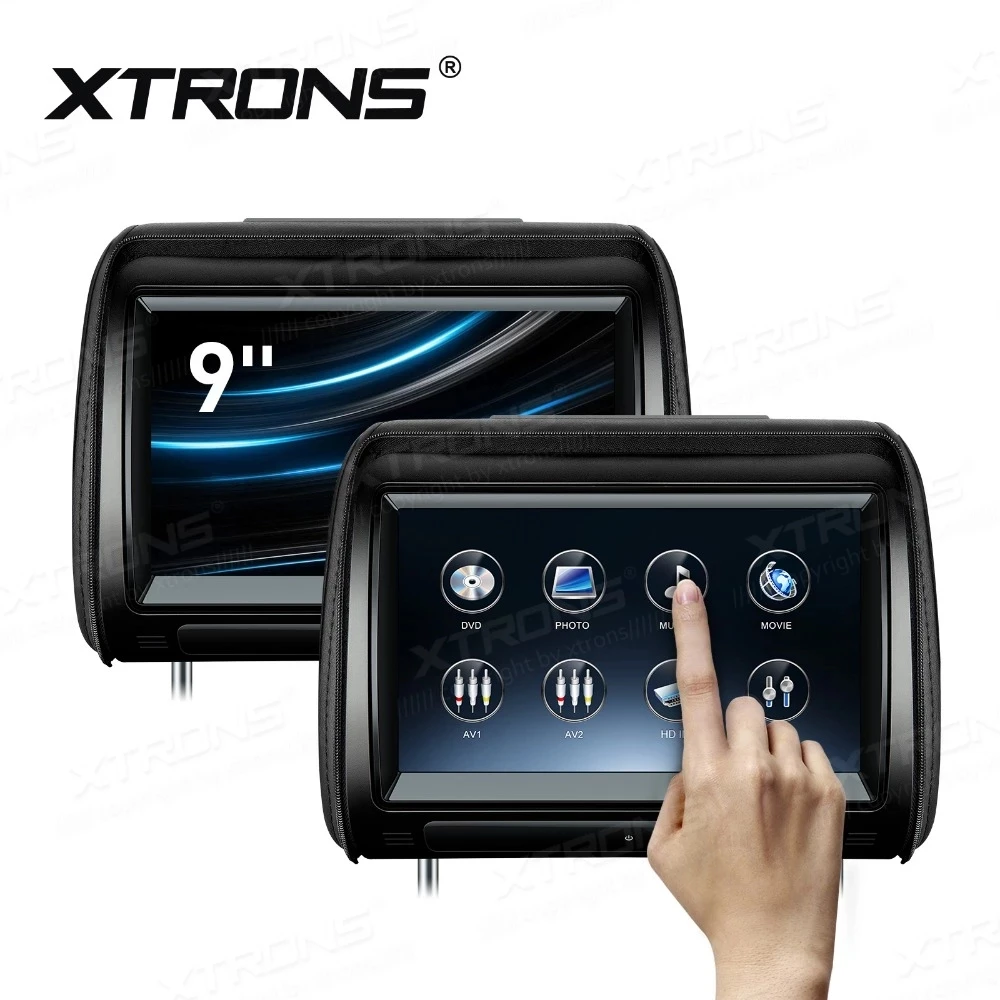 XTRONS 2 шт. 9-дюймовый монитор Автомобильный подголовник DVD-плеер 1080P видео цифровой