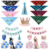 handmade adjustable pet birthday party decor cat dog scarf hat banner balloon accessories for diy pet party supplies