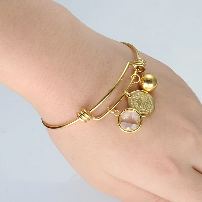 Браслет для женщин круглая медаль амулет браслет из нержавеющей стали|Браслеты| |