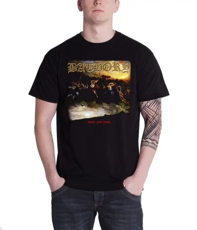 Bathory футболка кровяной огонь смерти Альбом Обложка Официальный Мужской Новый