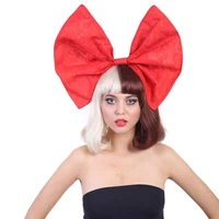 hpo synthetic fiber fancy dress melanie style hair red bow party costume blonde brown cosplay wigs singer womens short curly wig