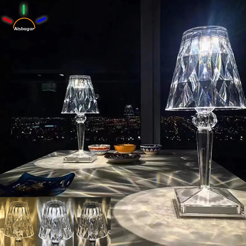

Светодиодный ночник с проектором, ночник с алмазным кристаллом, настольная лампа с проекцией, акрилосветильник освещение с USB, декор для ком...