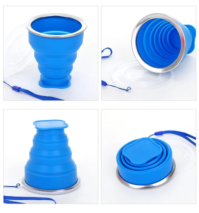 Портативная силиконовая складная чашка устойчивая к высоким температурам для