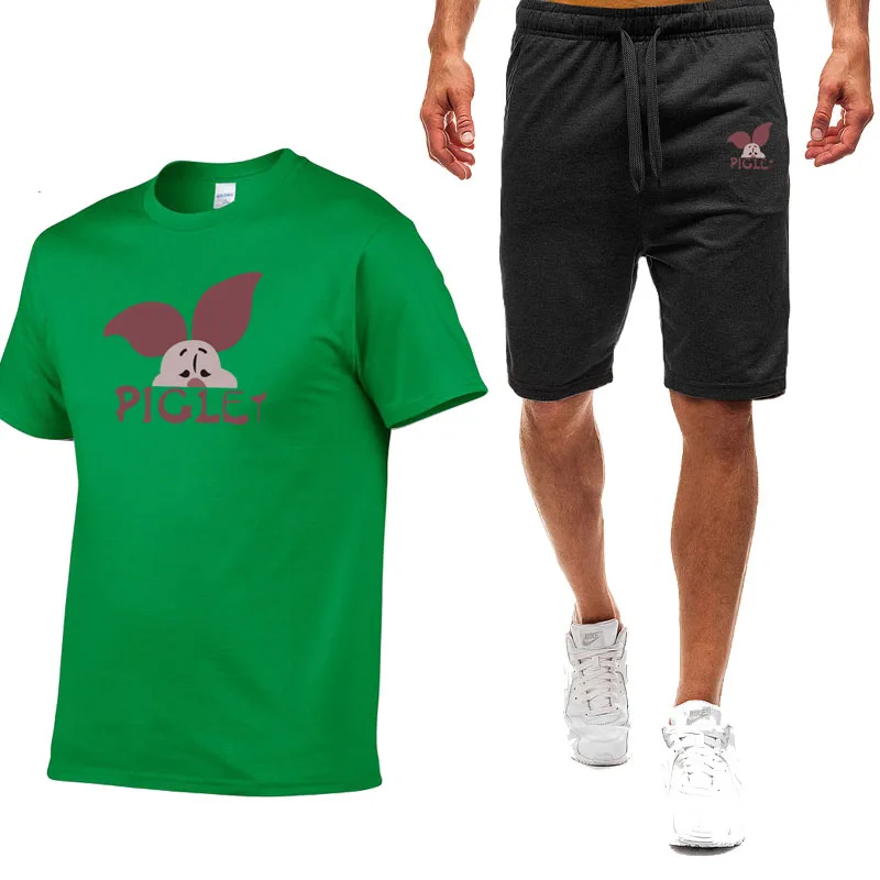 

2021 Summer Men's Sports Set Fashion Fitness T-Shirt + Men's Casual Shorts T-Shirt Set