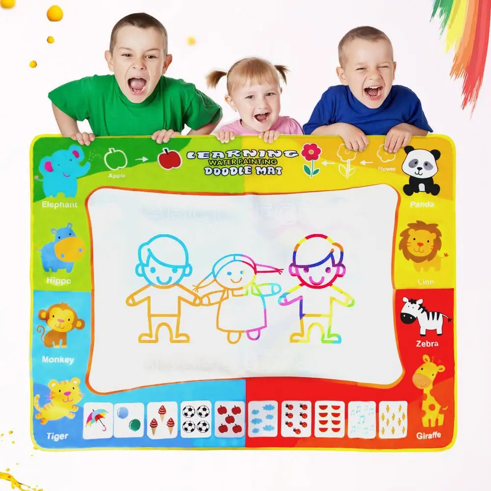 

120x90cm Magic Water Drawing Mat Doodle Mat & Drawing Pens & 1 Stamps Set Painting Board Educational Toys for Kids Children