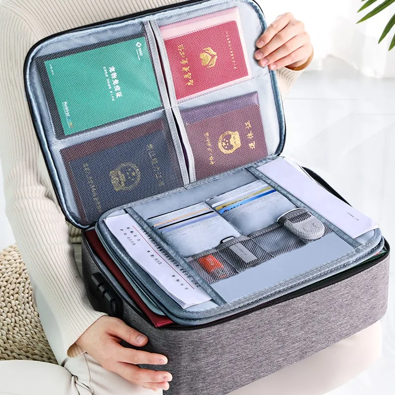 

Joybos Large Document Storage Bag Creative Multifunction File Folder Travel Passport Card Household Password Storage Box4Layers