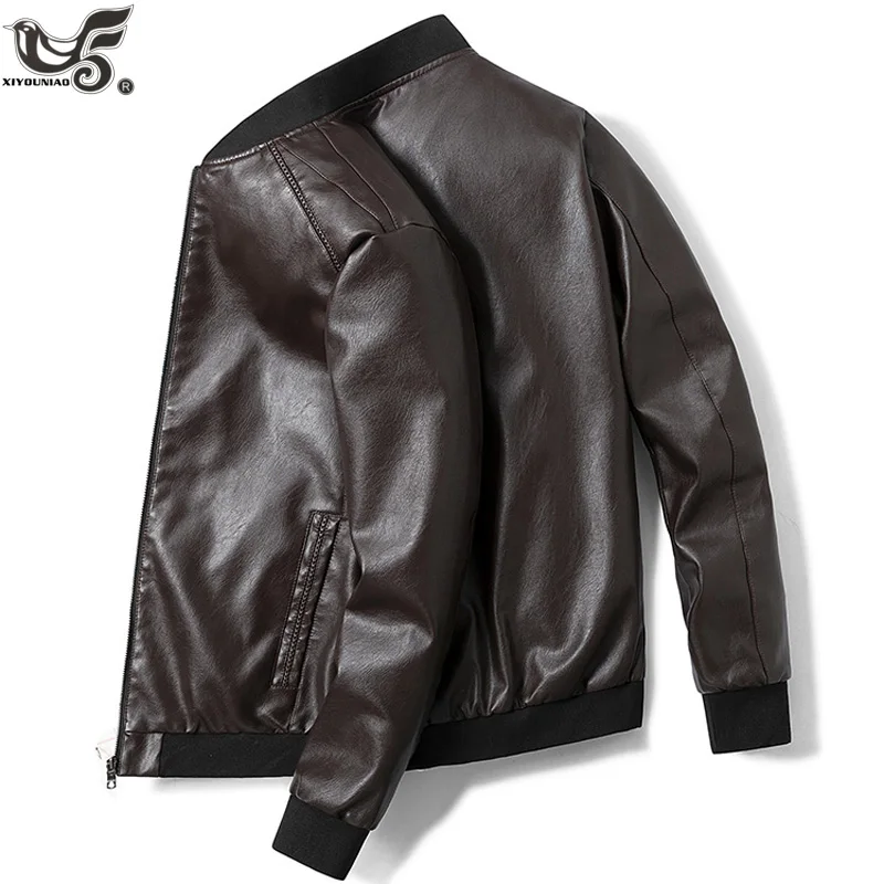 

Plus size 7XL 8XL Men's Casual Zipper PU Leather Jacket men Motorcycle Biker Leather coat jaqueta de couro masculina clothing