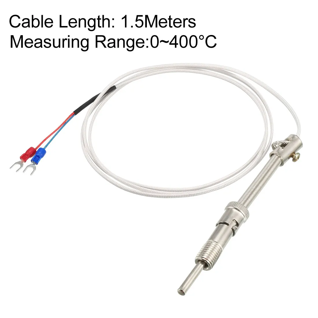 

uxcell E Type Thermocouple Spring Type Temperature Sensor Probe 1.5 M Cable 5mmx30mm Probe 32~752F (0~400C) M12 Thread White