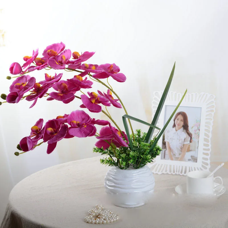 Модные Орхидея искусственные цветы DIY имитация бабочка шелк букет цветов