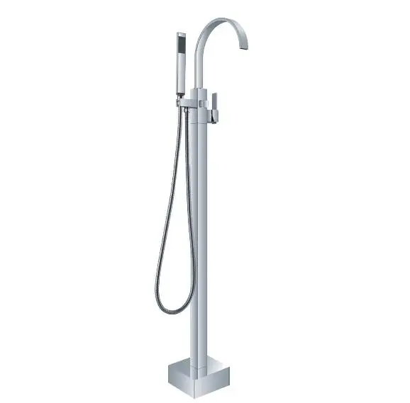 

New product single handle chrome polished soild brass freestanding bathtub faucet with handheld shower