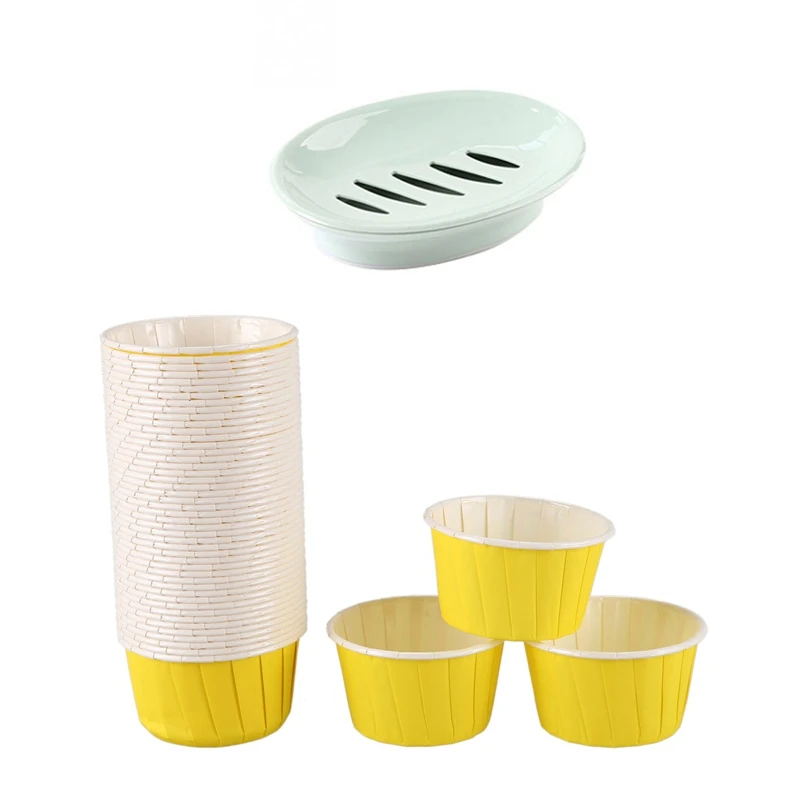 Бумажный стакан для выпечки 50 шт. подкладки кейков и 1 Коробка мыла простой дизайн