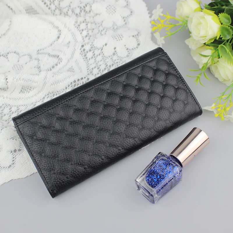 Высококачественный 3-складной Женский кошелек из натуральной кожи длинный