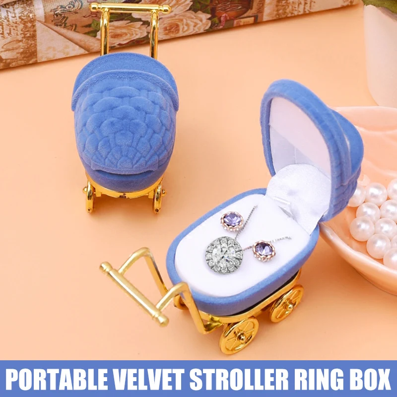 

Cartoon Stroller Shaped Ring Box Jewelry Organiser Display Holder Storage Case SER88