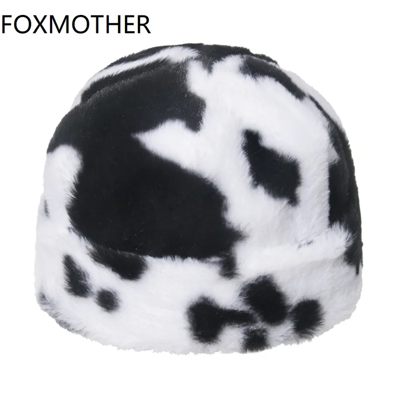 Женская зимняя шапка FOXMOTHER черная розовая Шапка бини из искусственного меха