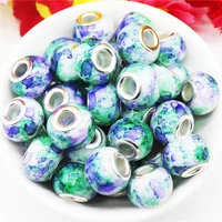 10pcs new color big hole glass beads spacer beads silver plated fit pandora bracelet bangle snake chain womens pendants jewelry