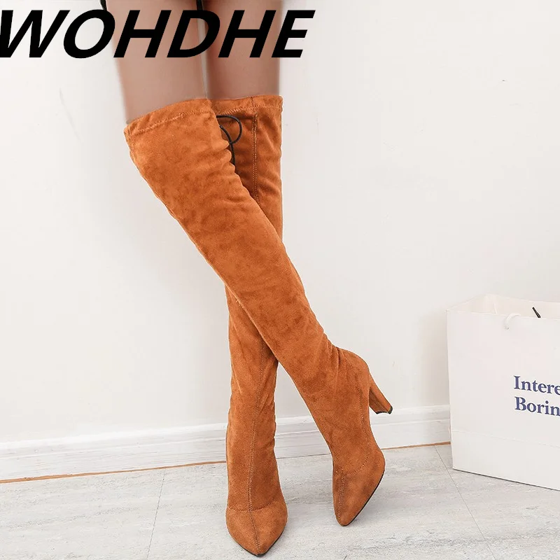 WOHDHE Women Long Boots Winter Warm New So Classic Pumps High Thin Heel Shoes Pointed Toe Red Bottom Ladies | Обувь