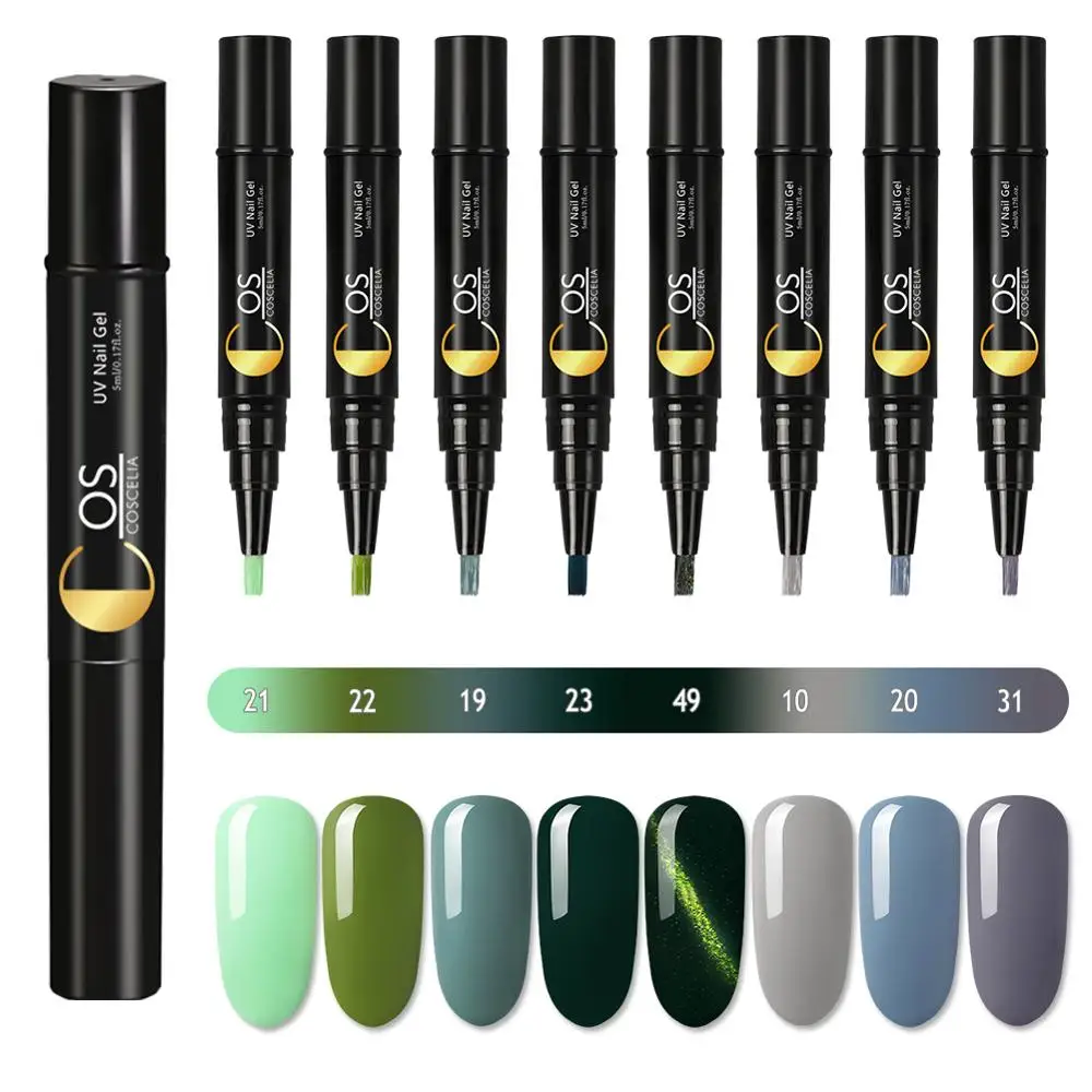 8PC SET 05 COSCELIA, 3 в 1, один шаг, ногтей, доттер для гель-лака, блеск, один шаг, Гель-лак для ногтей, легко использовать УФ-гель, не нужно базовое верхнее покрытие - Цвет: 8PC SET 05
