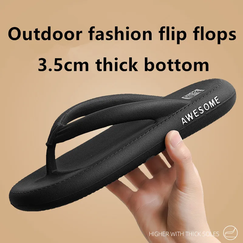 

Men's Slippers Summer Flip Flops Beach Slippers Thick Bottom Outdoor Shoes Slides Thong Slippers Women Sandals Soft Shoes