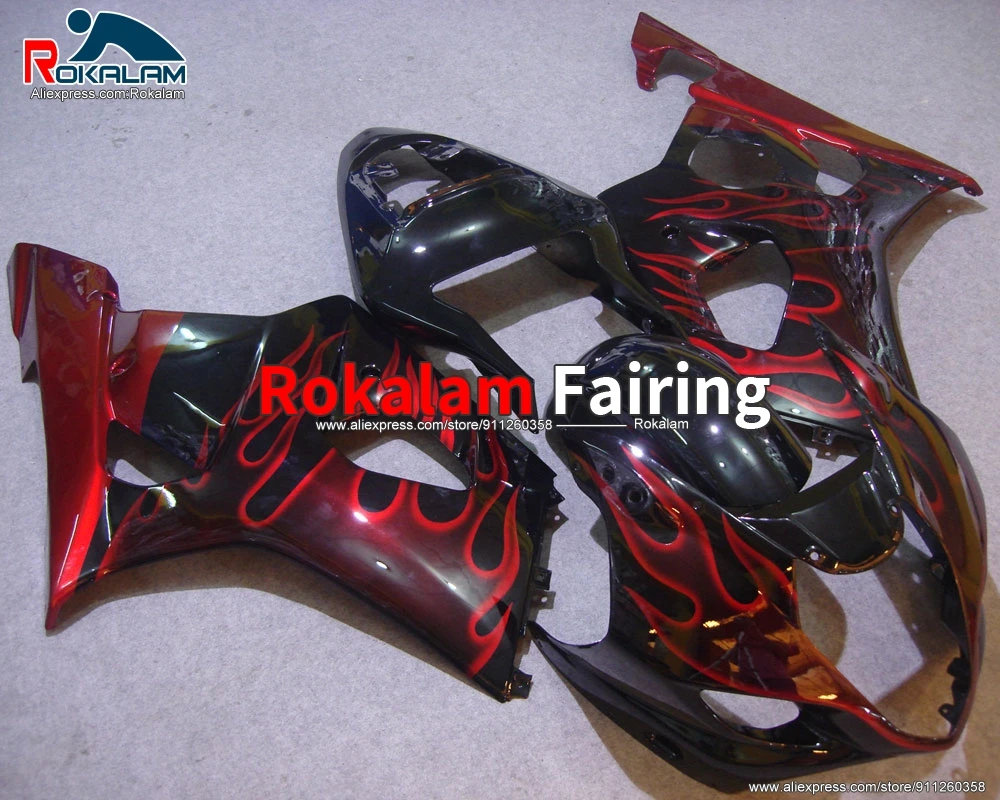 

Тела снарядов для Suzuki GSXR1000 K3 03 GSX-R1000 2003 2004 GSX R1000 K 3 04 мотоцикл черный комплект Красного обтекателя (литья под давлением)