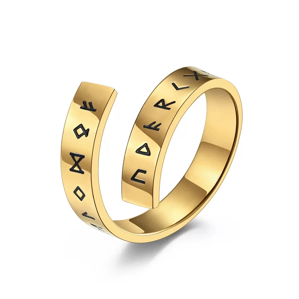 Stainless steel Odin Norse Viking Amulet Rune Men Ring Fashion Words Retro Rings Jewelry Couple Valentine's days Gift OSR886 | Украшения
