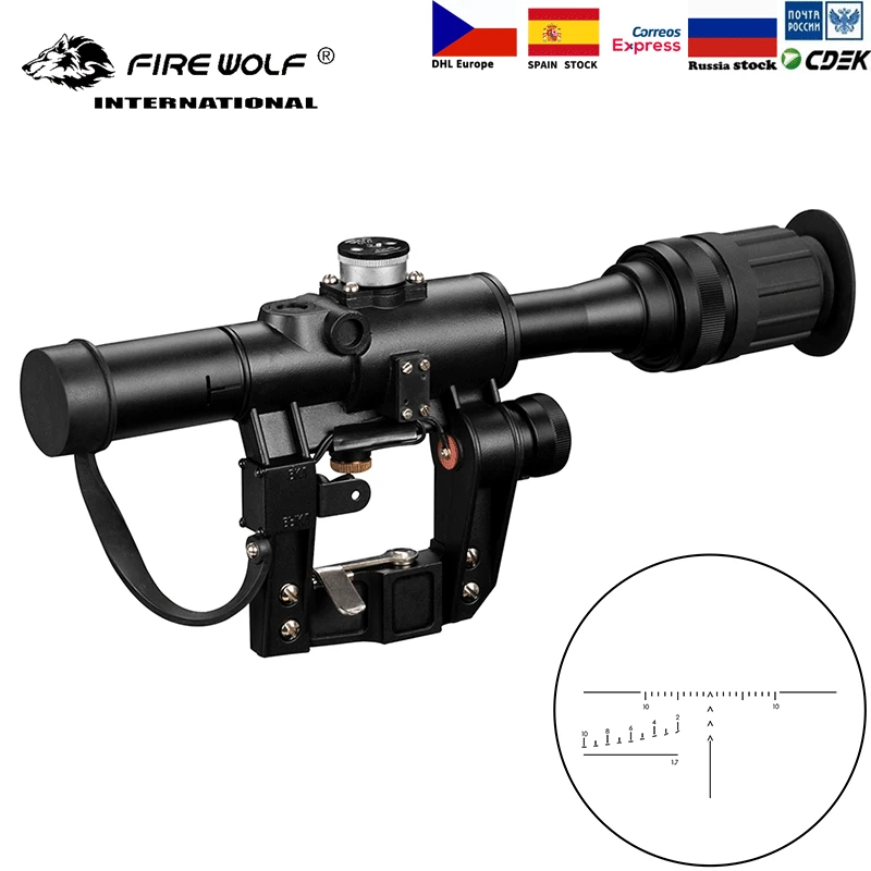 

FIRE WOLF PSO-1 Type Optical sight SVD 4x24 Sniper Tactics Rifle Series Rifle Scope Adjustable Spotting scope for rifle hunting