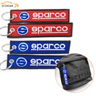 Автомобильный брелок для ключей автомобиля, карабин, пряжка, логотип в стиле Sparco, Пряжка из ткани с окантовкой, аксессуары для стайлинга автомобиля, мотоцикла