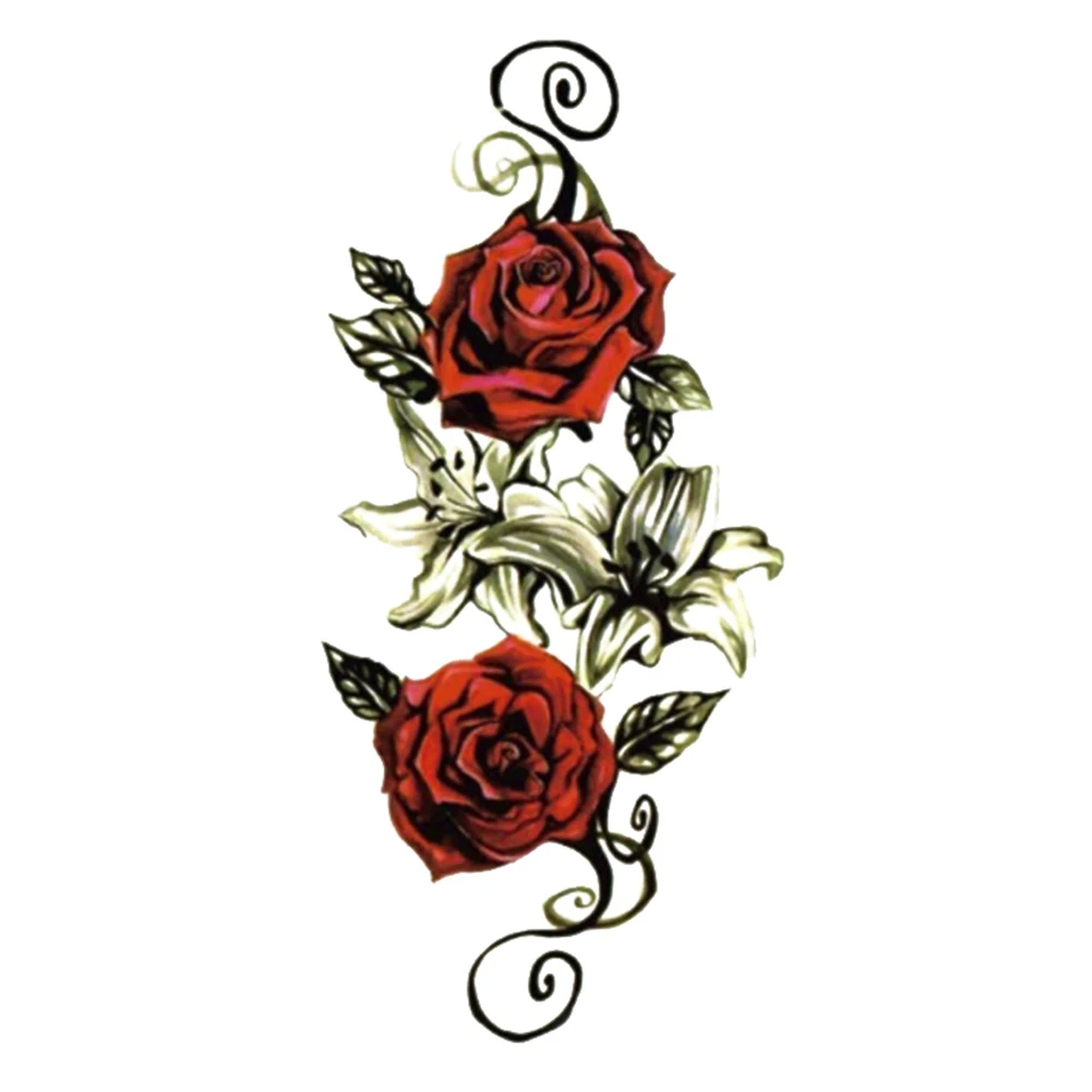 1 лист красная роза модные временные боди искусство флэш водонепроницаемые