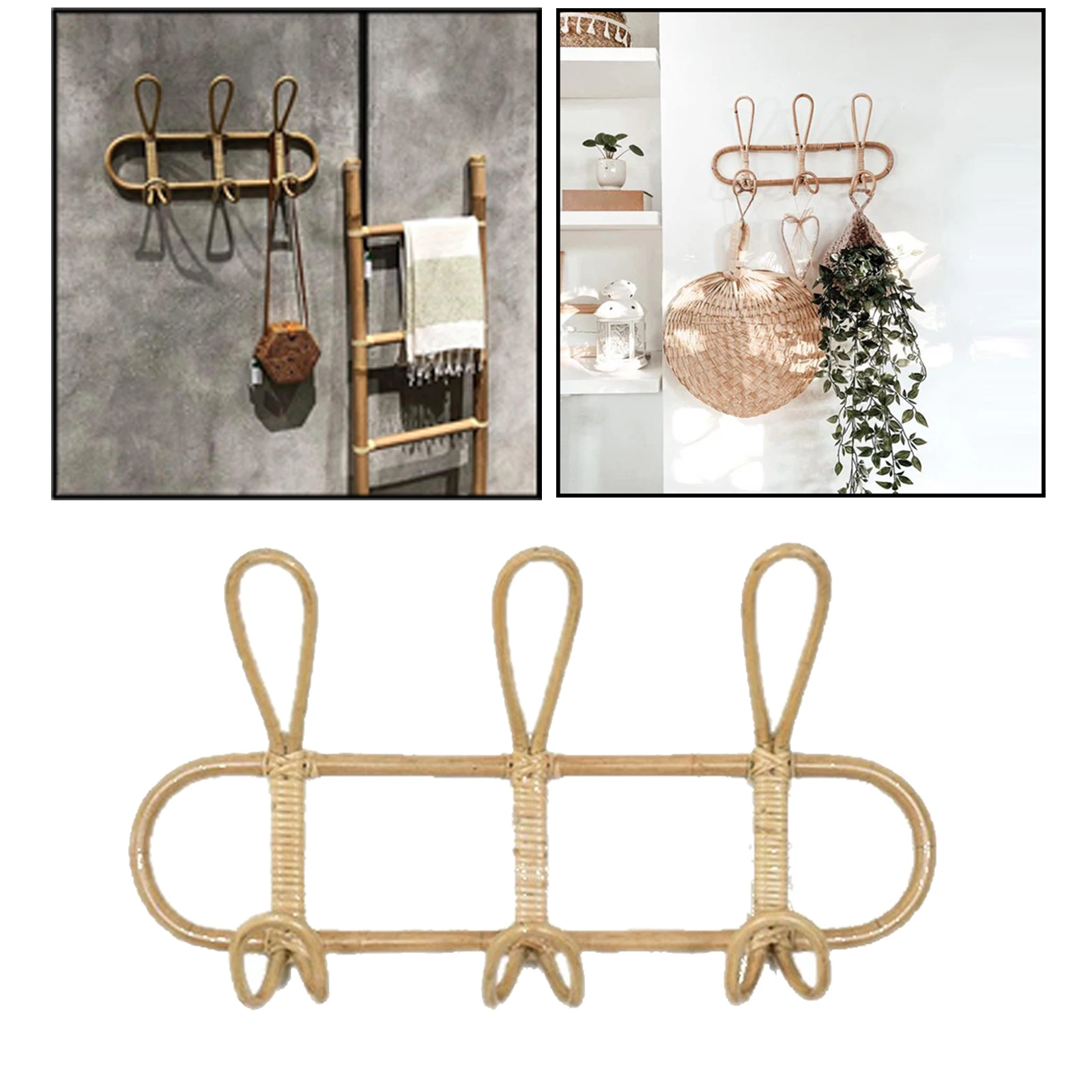

Rattan Wall Hooks Coat Hats Organizer Rack Clothes Towel ing Hook er