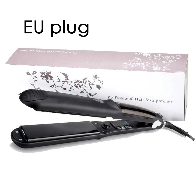 EU plug with box Профессиональный керамический паровой выпрямитель для волос 450F с аргановым маслом, паровой утюжок, керамический паровой быстрый нагрев - Цвет: EU plug with box