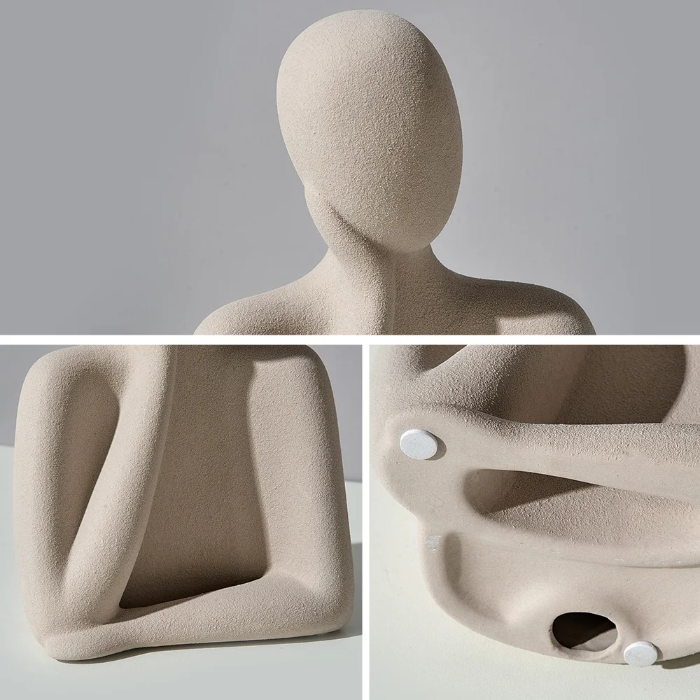 Estatua de cer&aacute;mica abstracta n&oacute;rdica para el hogar, decoraci&oacute;n moderna para sala de estar y oficina, decoraci&oacute;n minimalista-4