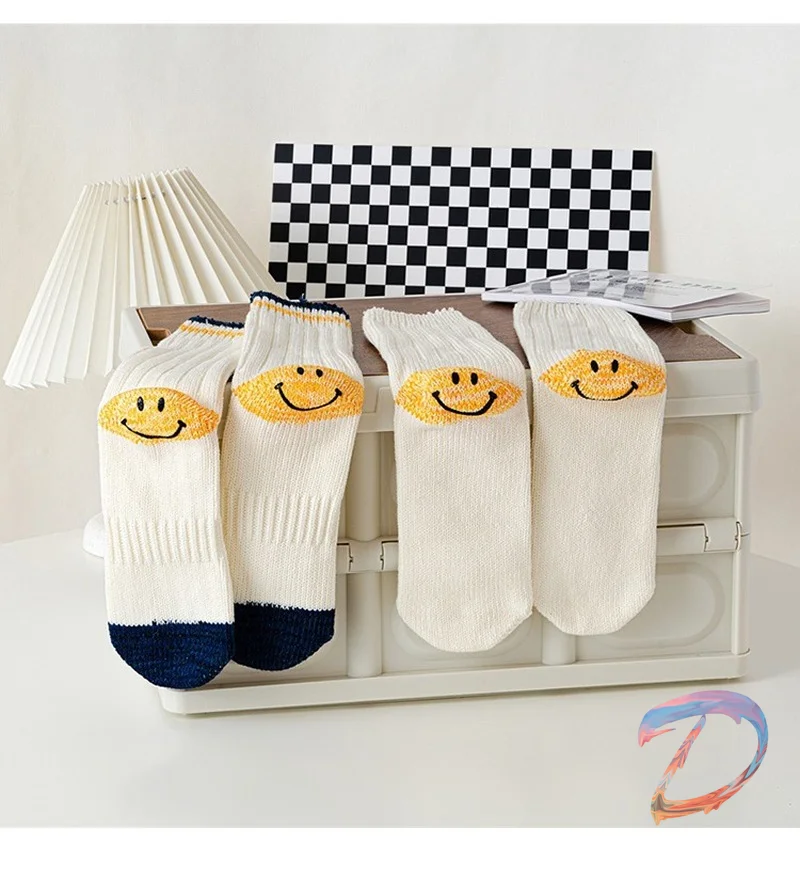 KAPITAL Middle Tube Socks High Quality Casual Men's Women's Smiley Face  Cotton Socks Casual KAPITAL Knitted Socks