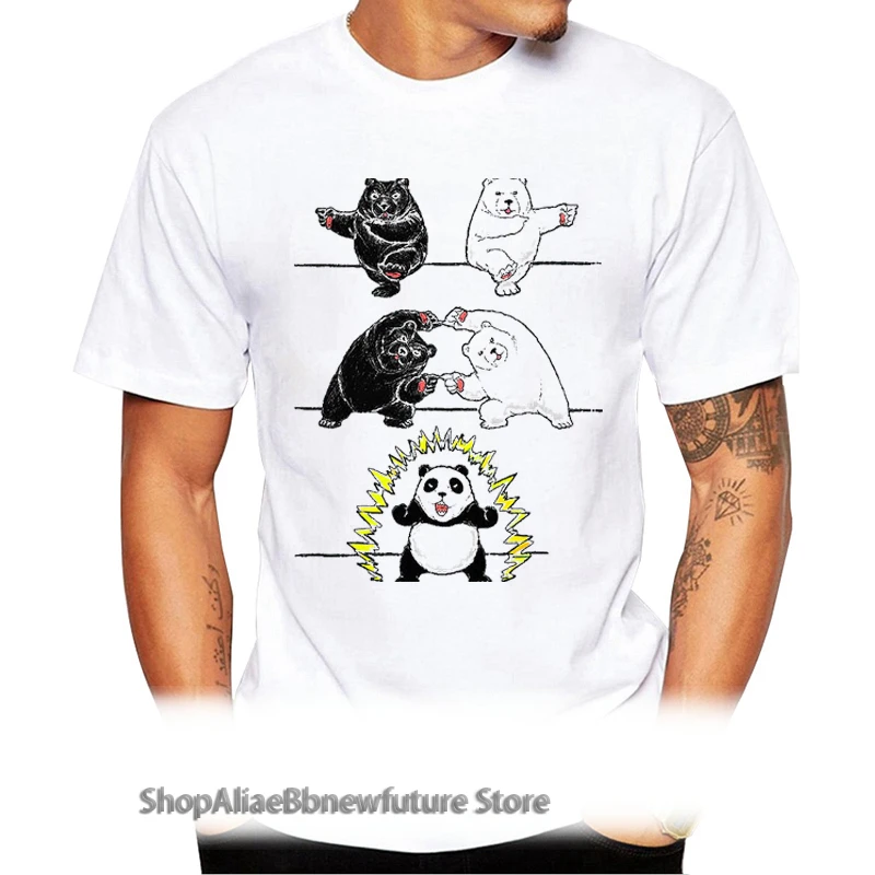 

TEEHUB Short Sleeve Man Tops Fashion Panda Fusion T-Shirt Bear Panda Printed Tshirts Cool t shirts Essential Tee