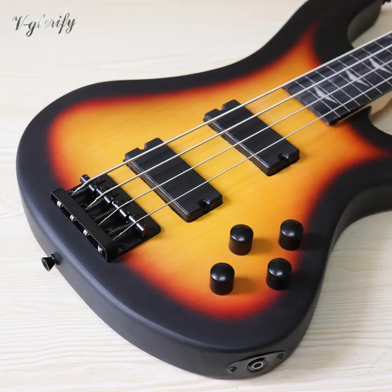 

4 string electric bass guitar sunburst color full basswood body Canada maple neck matte finish