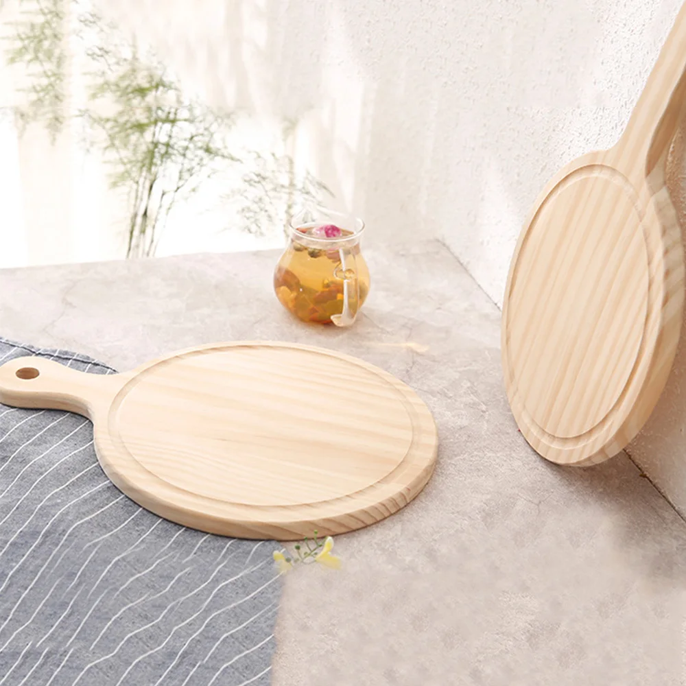 Деревянная доска для пиццы круглая с ручным лотком Для Выпечки Пиццы разделочная